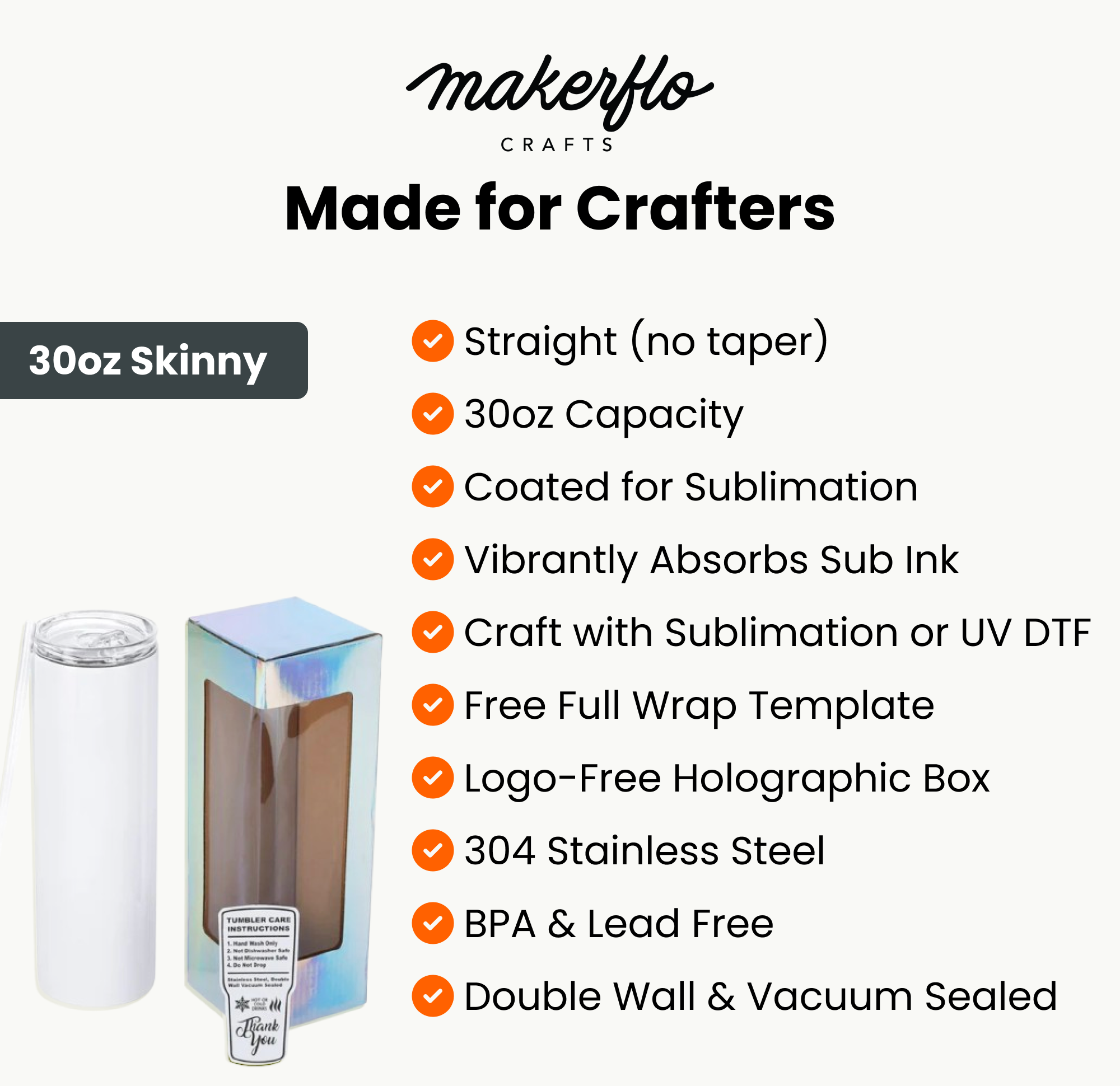 30oz Skinny Sublimation Tumbler