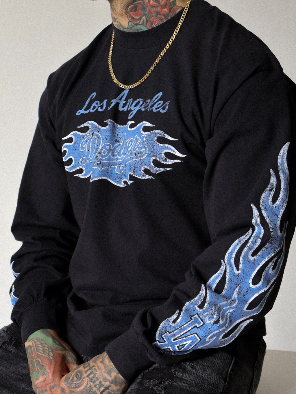 Black -  Blue Flame Long Sleeve