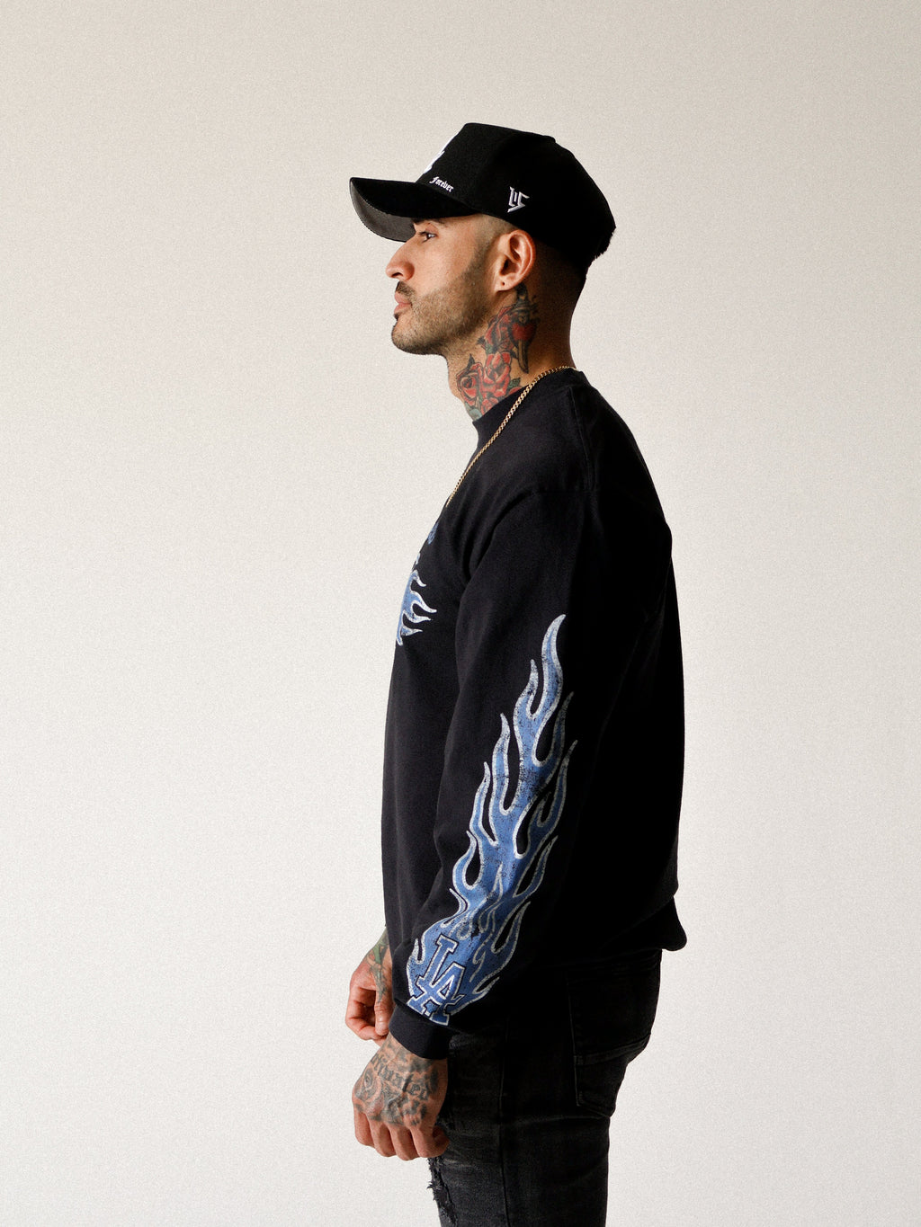 Black -  Blue Flame Long Sleeve