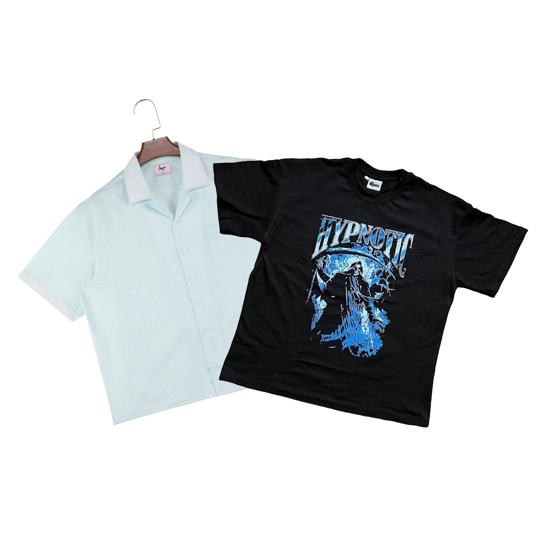 "hyp" Button Up + "The Scythe" Tee (Blue)