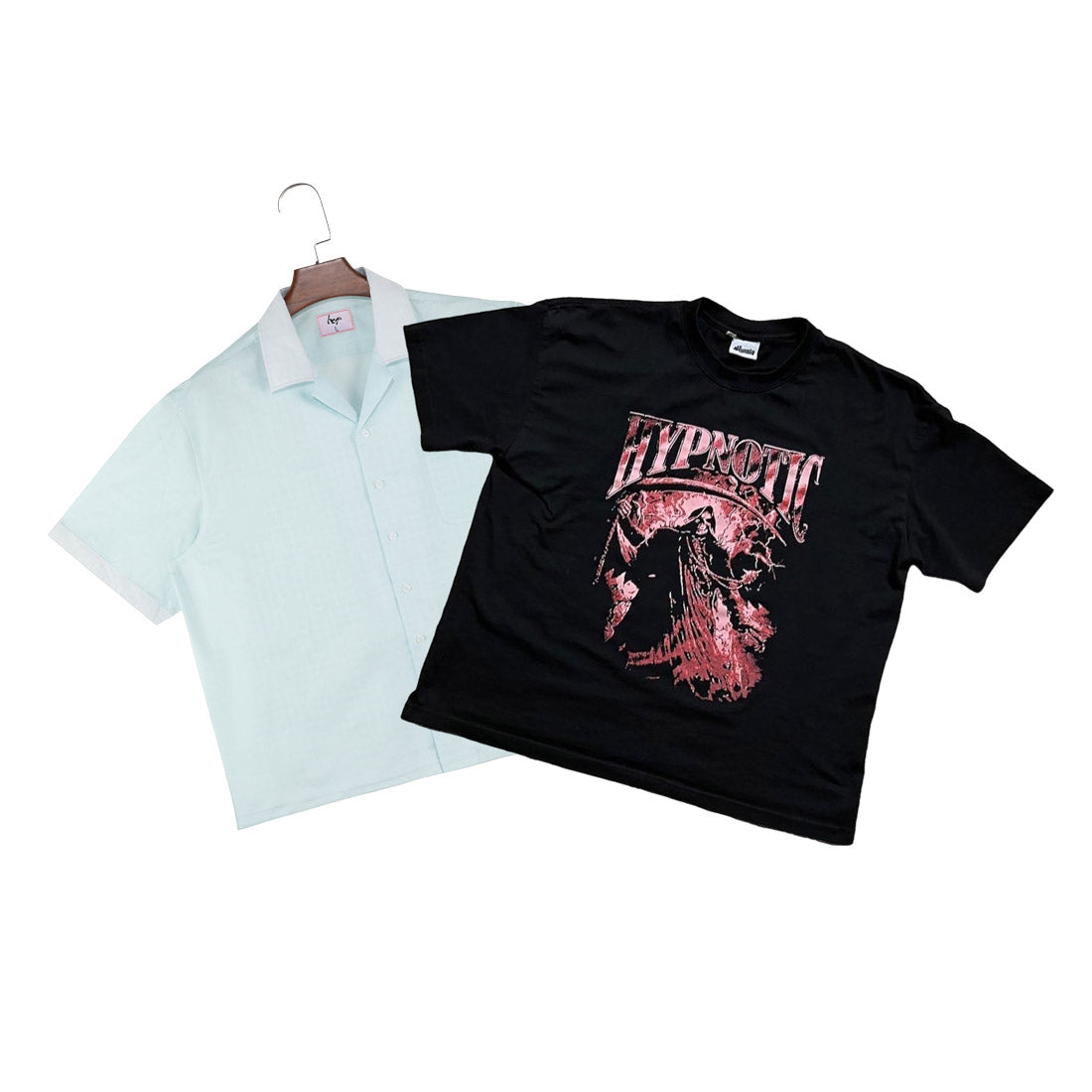 "hyp" Button Up + "The Scythe" Tee (Red)